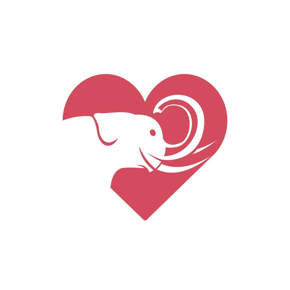 diseño de logotipo de vector de amor de elefante. diseño de logotipo abstracto de elefante creativo.
