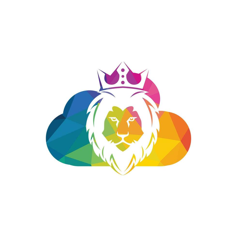 Lion head and cloud logo vector. Wild lion head graphic illustration. vector