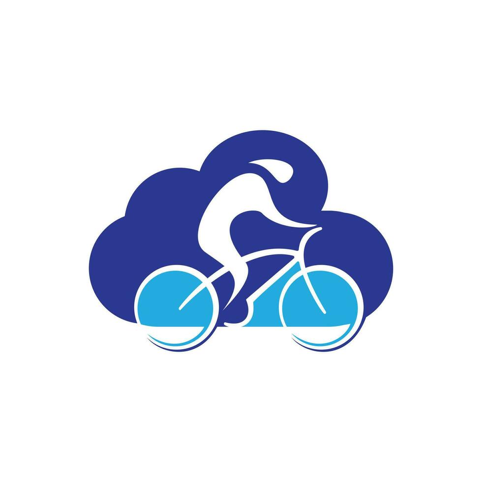 diseño del logotipo vectorial de la carrera de ciclismo en la nube. plantilla de diseño del logotipo de la tienda de bicicletas. vector