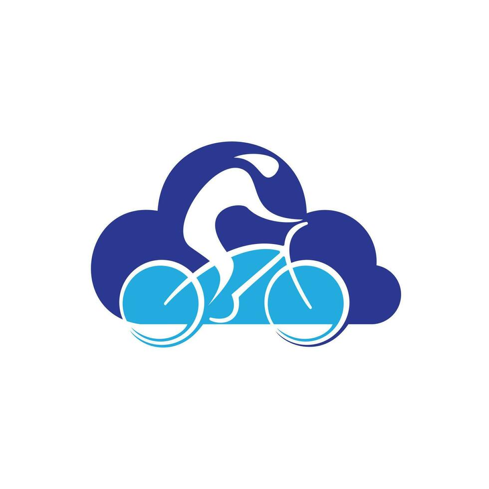 Cloud cycling race vector logo design. Bicycle shop logo design template.