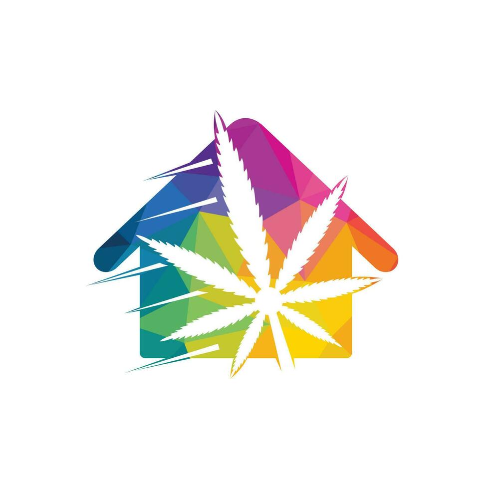 diseño del logotipo del vector de la casa de cannabis. Inspiración en los diseños del logotipo de la casa y la hoja de cannabis aislada en el fondo blanco.