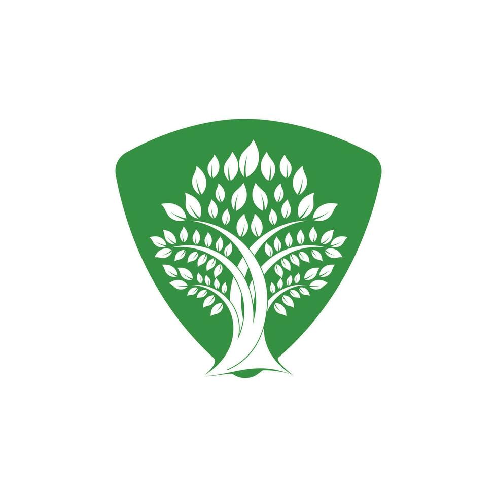 Green tree vector logo design. Natural product, organic shop, ecology company, alternative medicine, green unity, garden, farming, forest etc.