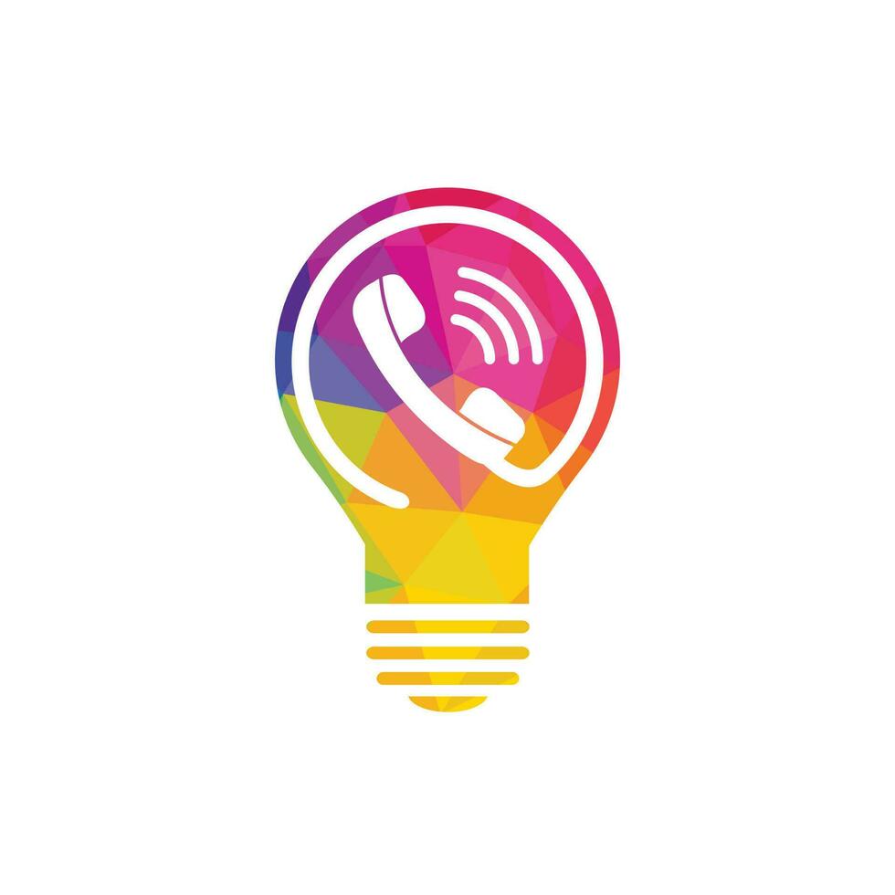 Telephone and Bulb lamp logo template design. Telephone logo with modern frame vector design.