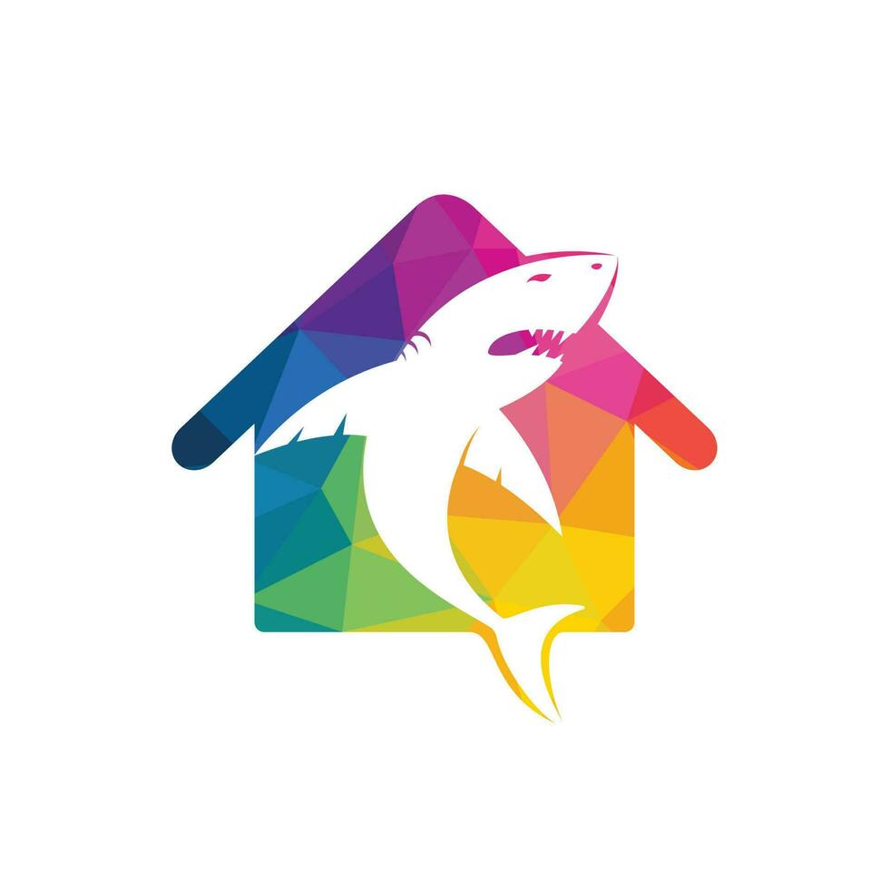 diseño del logotipo vectorial de la casa de tiburones. icono de diseño de vector de icono de tiburón y casa.