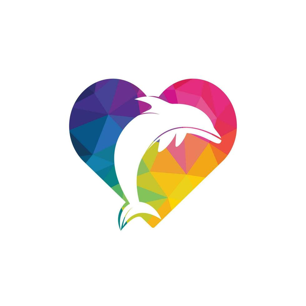 Dolphin love vector logo design. Dolphin and heart icon icon design template.