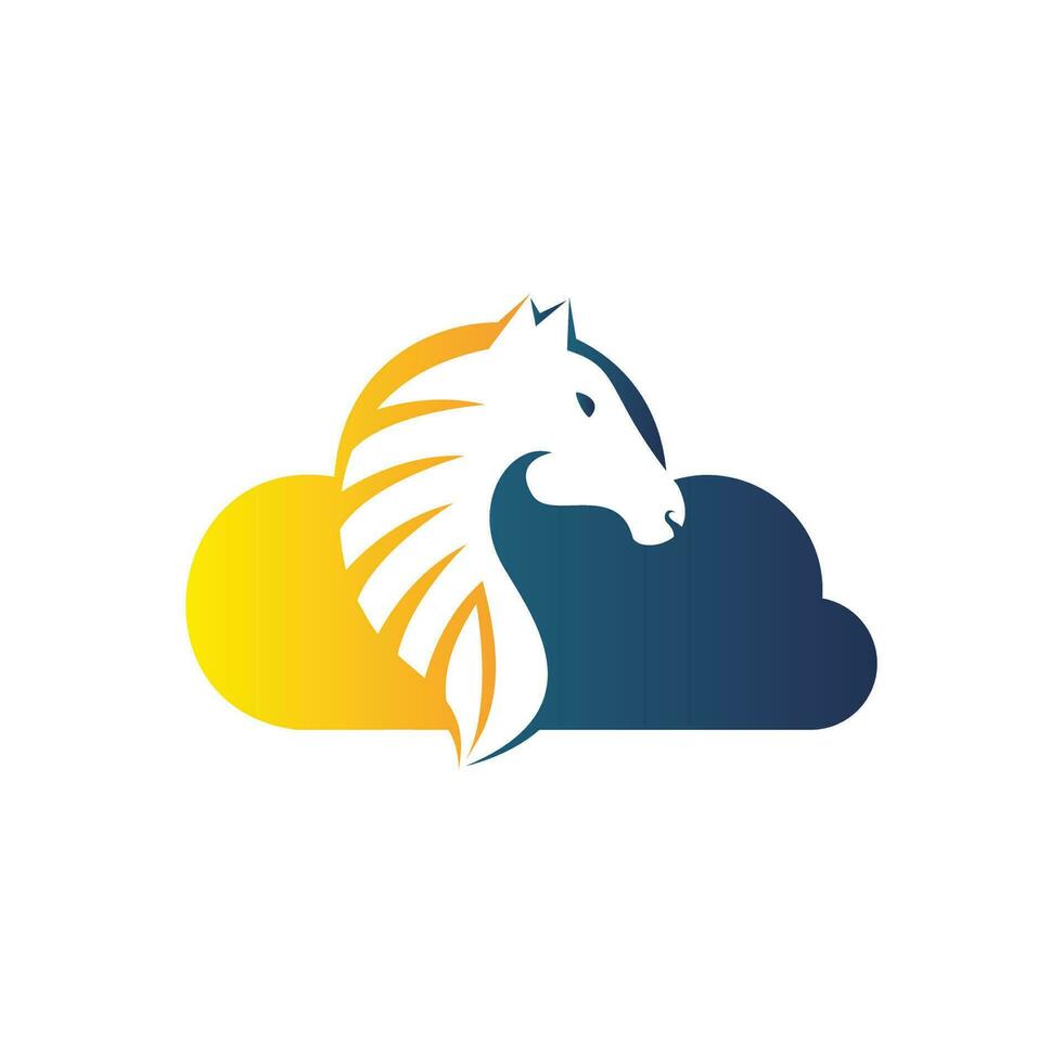 diseño de logotipo de nube y caballo. diseño creativo de iconos de caballos y nubes. vector