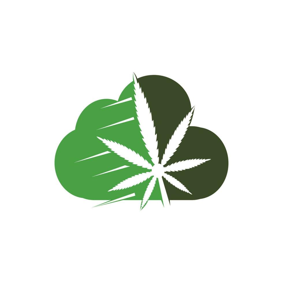 diseño de logotipo de vector de marihuana de cannabis medicinal en la nube. concepto de logotipo médico de marihuana.