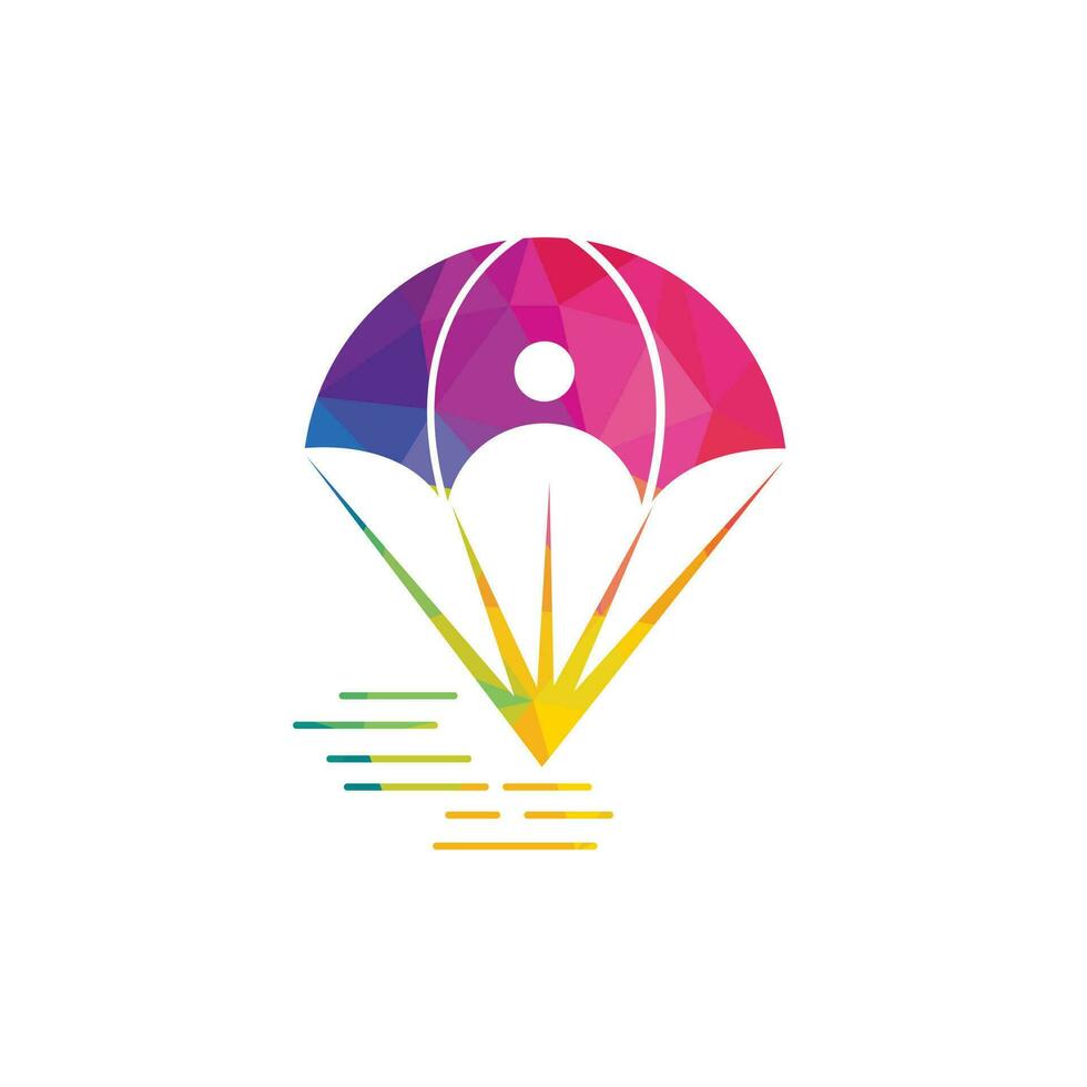 diseño de logotipo de paracaídas. símbolo de globo de aire de entrega. icono de vector corporativo de negocios.