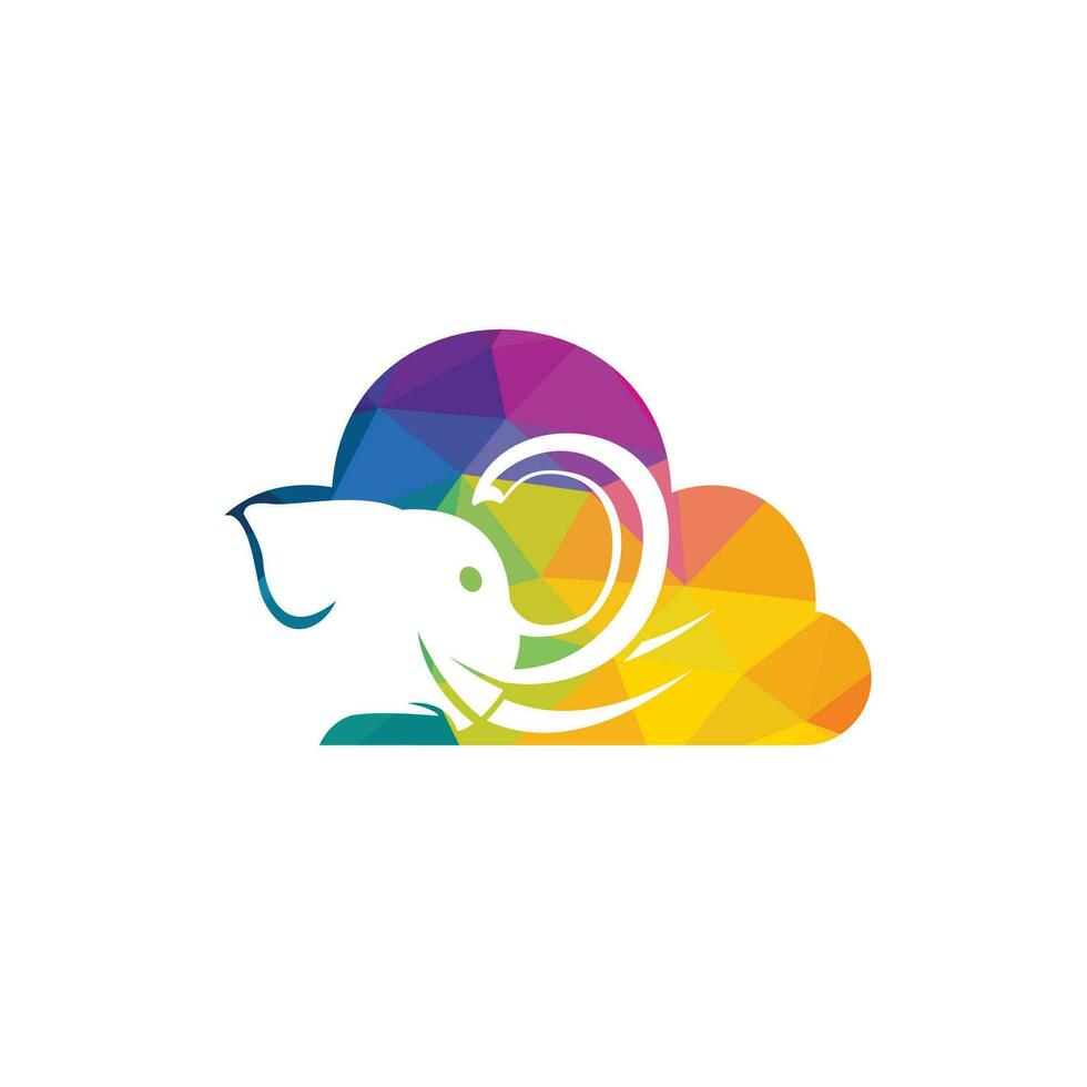 Elephant logo with blue cloud symbol. Big data cloud logo, big cloud technology logo. vector