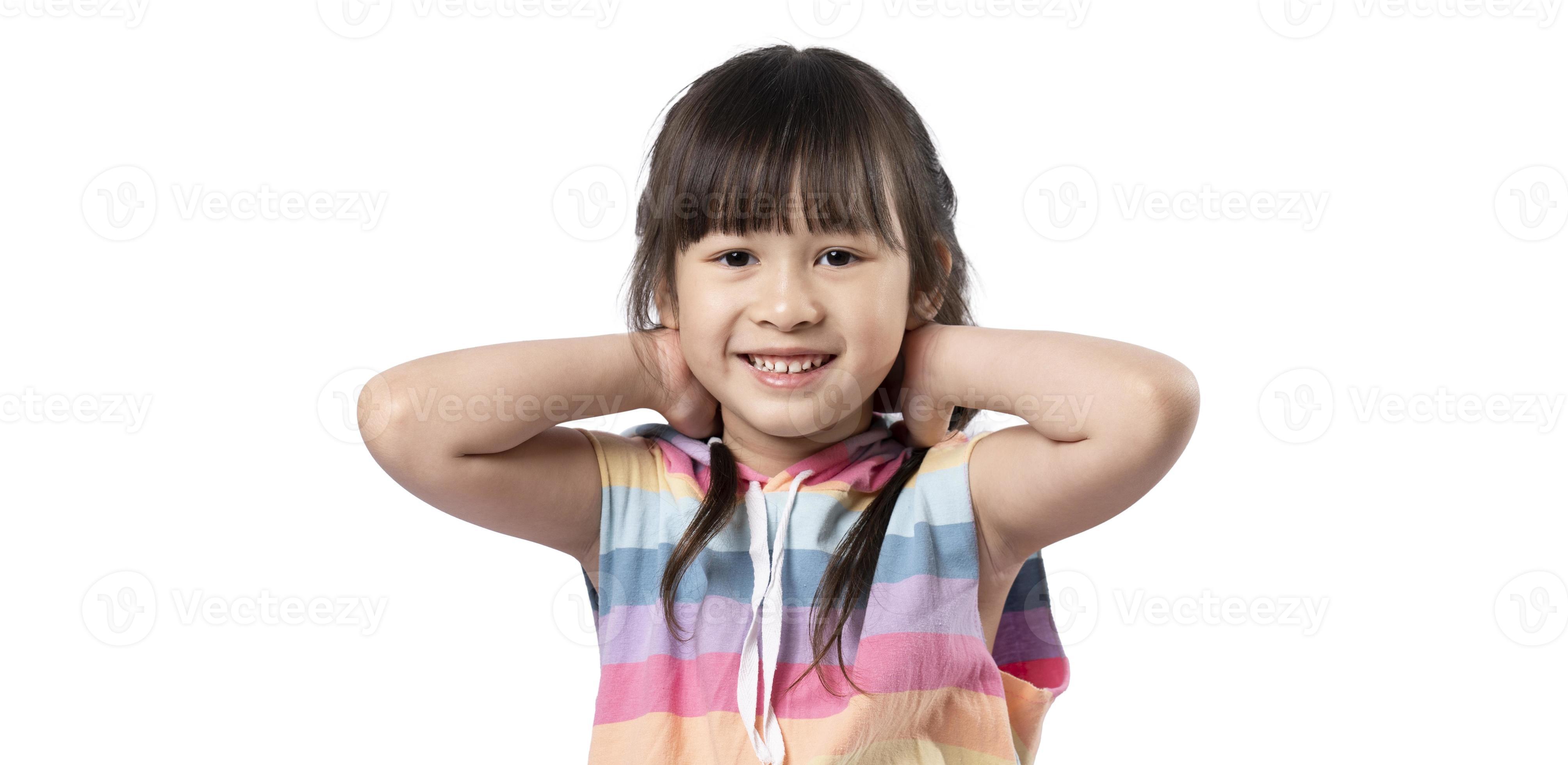 Little girl child showing front teeth with big smile. Healthy happy funny  smiling face young adorable lovely. Portrait of happy little asian girl  smile on white background 13095322 Stock Photo at Vecteezy
