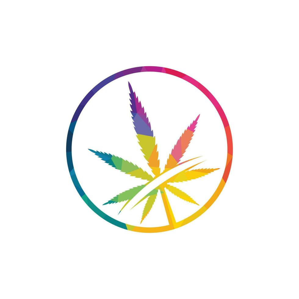 Cannabis leaf vector logo design. Marijuana leaf logo design template vector illustration.