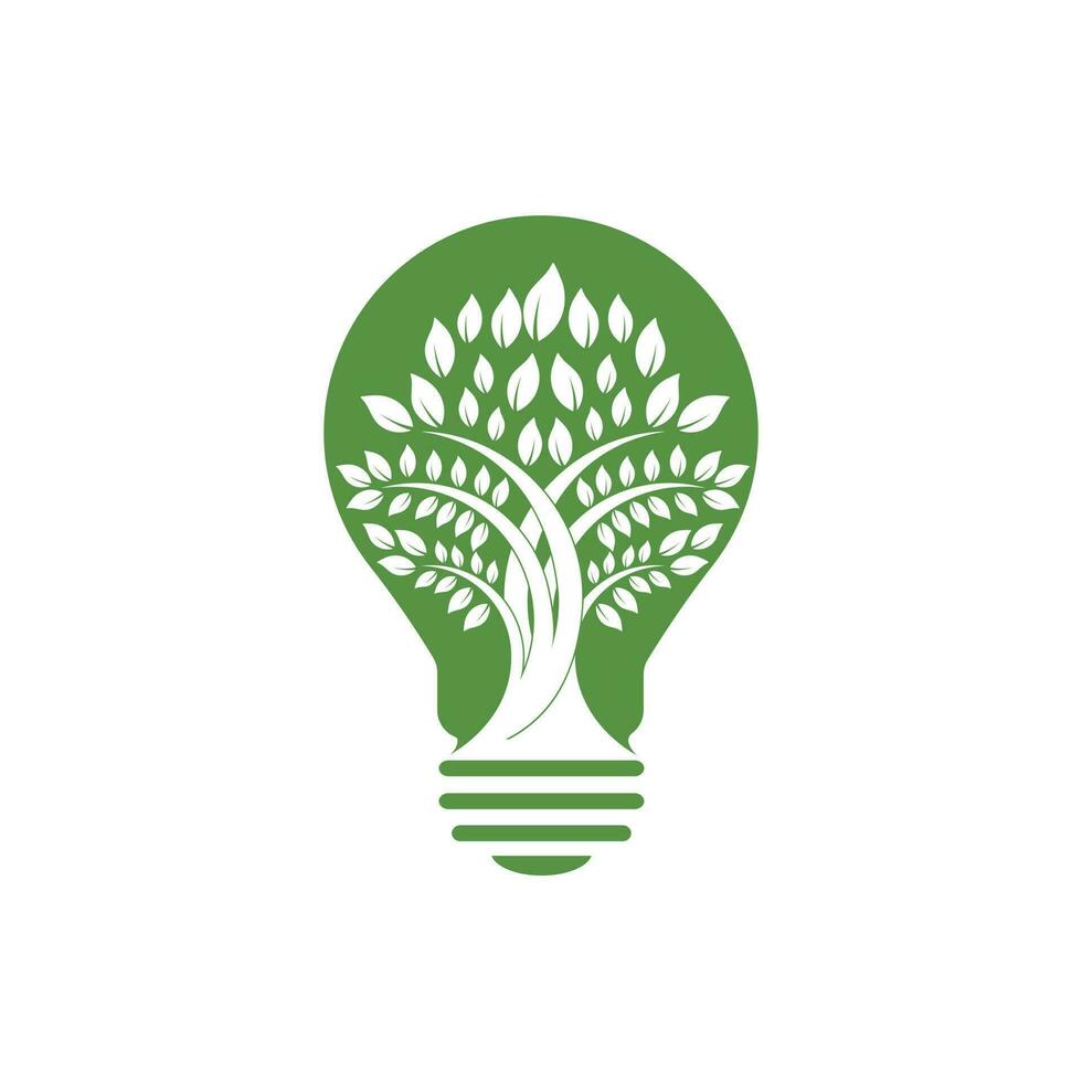 Abstract bulb lamp with tree logo design.  Nature idea innovation symbol. ecology, growth, development concept. vector
