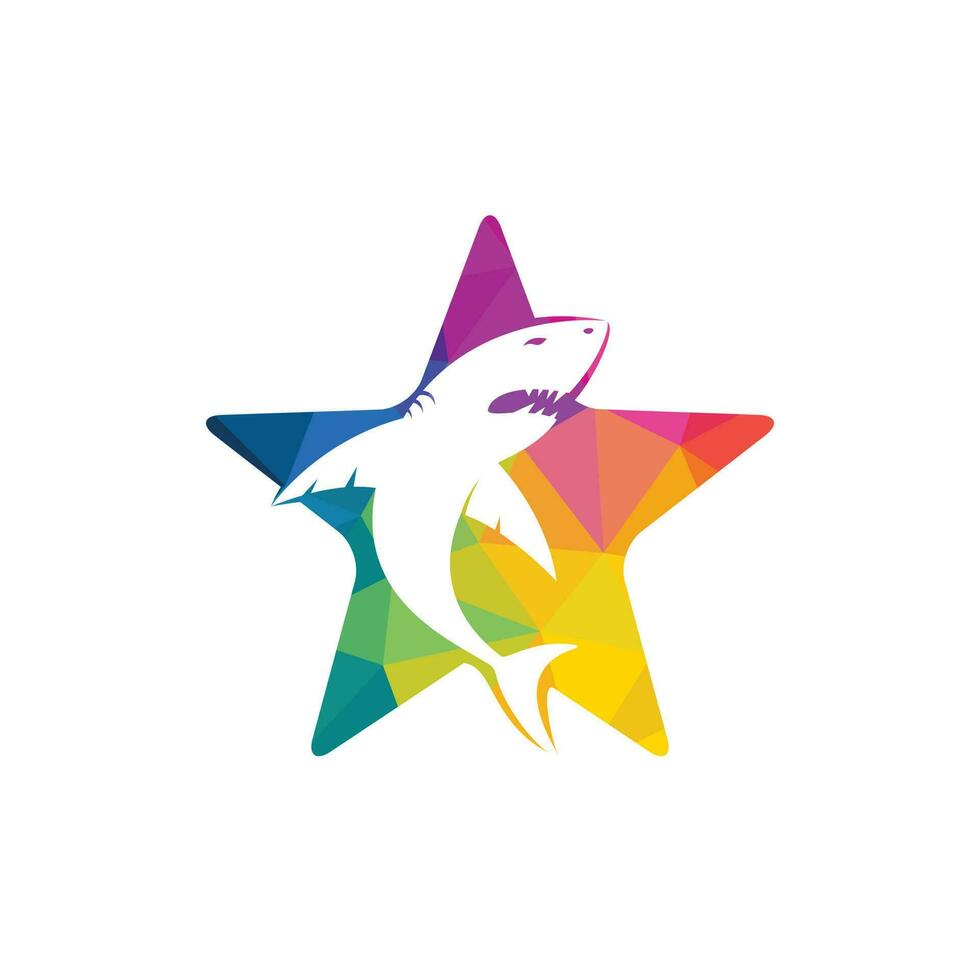 Star Shark vector logo design. Creative shark and star icon vector design template.