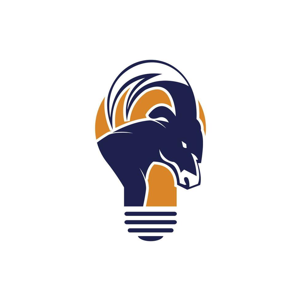 Goat light bulb logo design. Creative idea concept design. vector