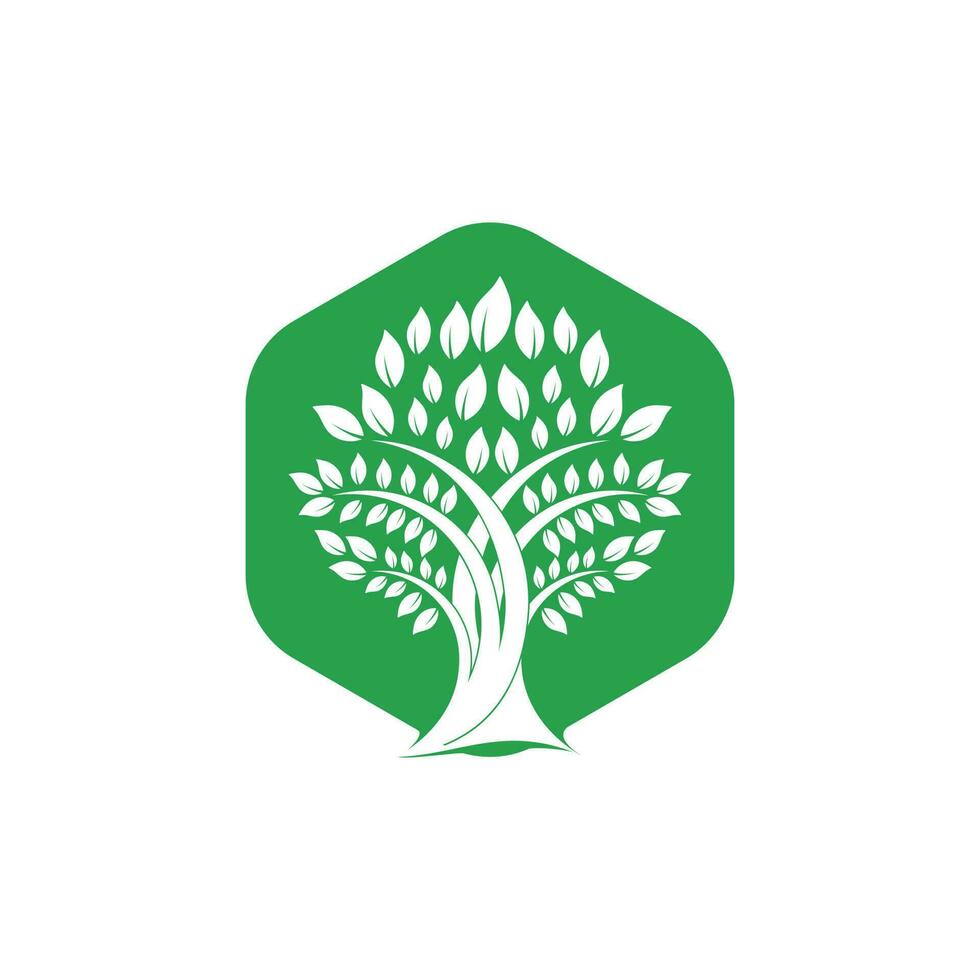 Green tree vector logo design. Natural product, organic shop, ecology company, alternative medicine, green unity, garden, farming, forest etc.