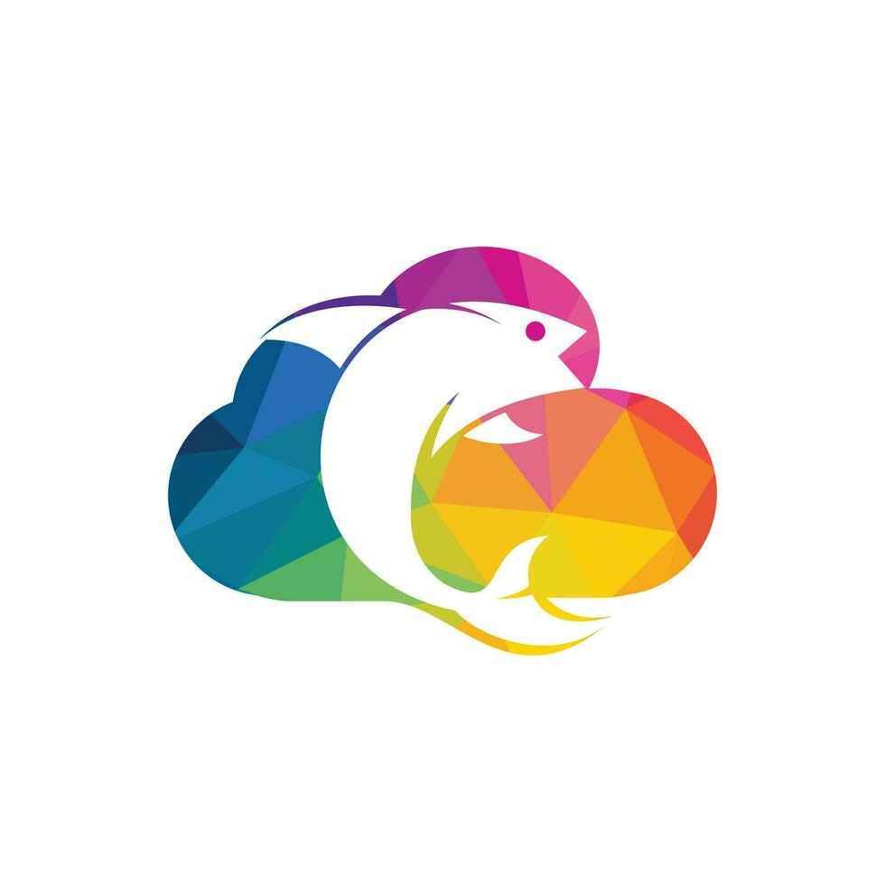 diseño de logotipo de vector de nube de pescado. signo simple de icono de peces y nubes.