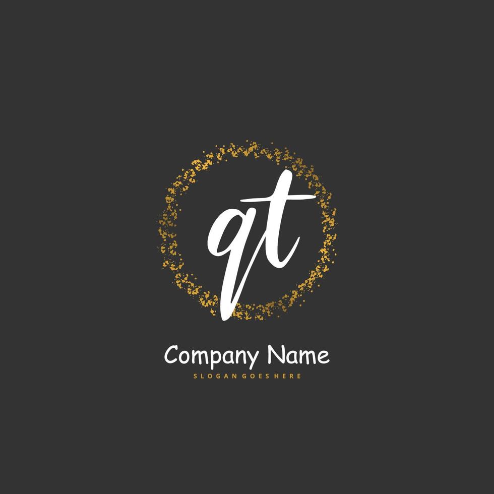QT Initial handwriting and signature logo design with circle. Beautiful design handwritten logo for fashion, team, wedding, luxury logo. vector
