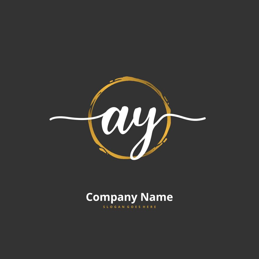 AY Initial handwriting and signature logo design with circle. Beautiful