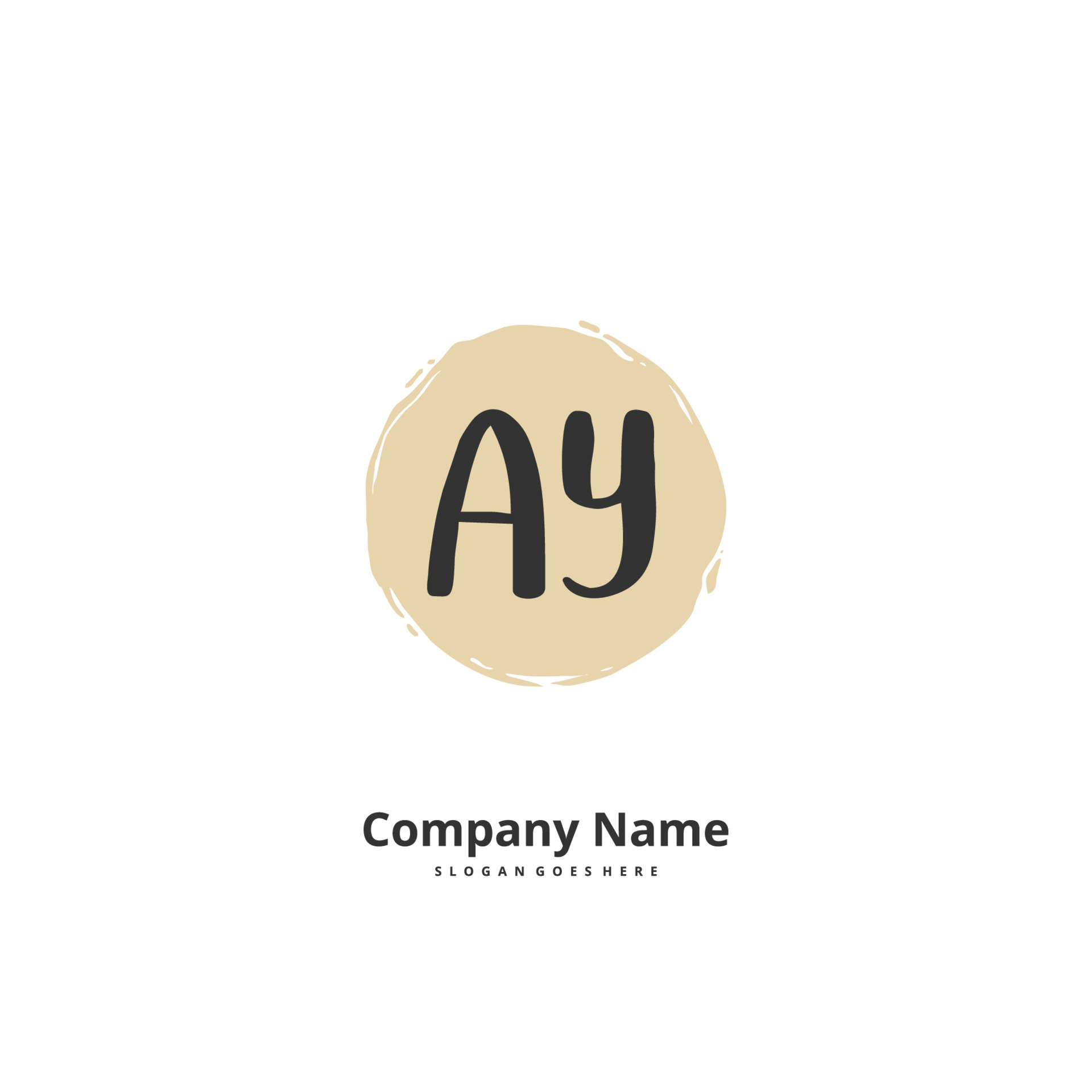 AY Initial handwriting and signature logo design with circle. Beautiful