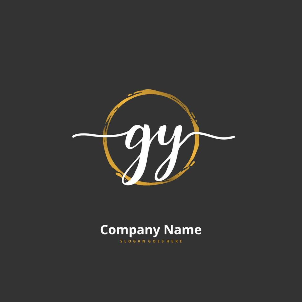 GY Initial handwriting and signature logo design with circle. Beautiful design handwritten logo for fashion, team, wedding, luxury logo. vector