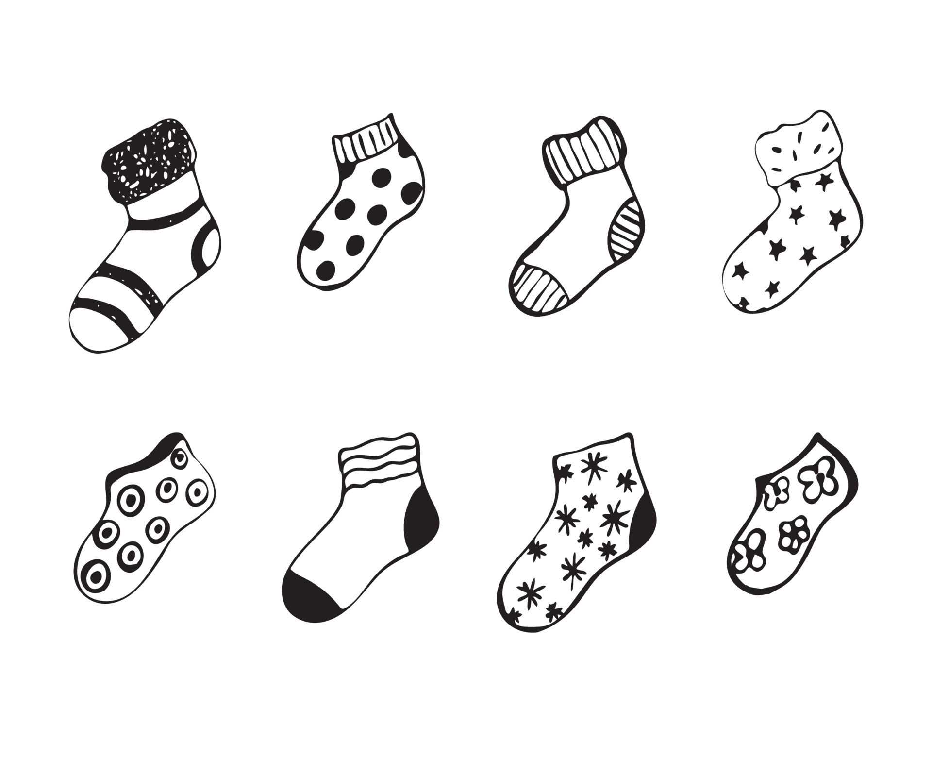 black and white doodle illustration of warm socks 13095770 Vector Art