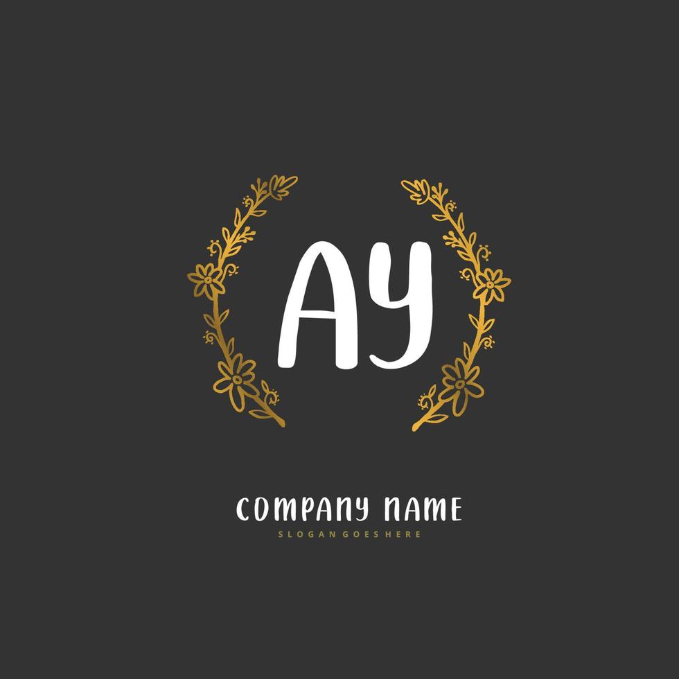 AY Initial handwriting and signature logo design with circle. Beautiful