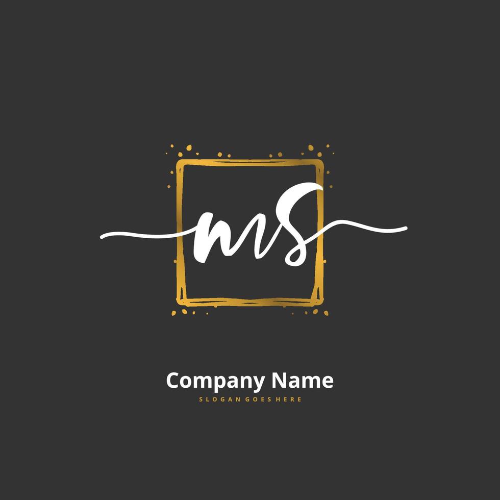 MS escritura a mano inicial y diseño de logotipo de firma con círculo. hermoso diseño de logotipo escrito a mano para moda, equipo, boda, logotipo de lujo. vector