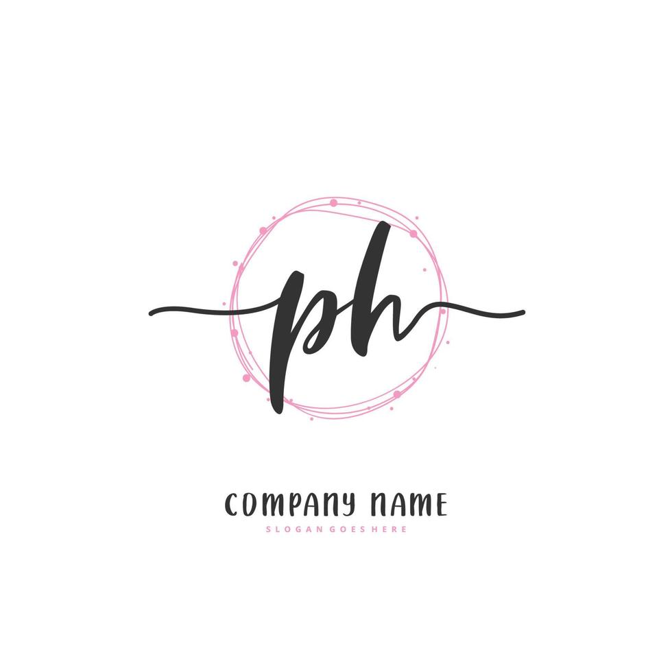 PH Initial handwriting and signature logo design with circle. Beautiful design handwritten logo for fashion, team, wedding, luxury logo. vector