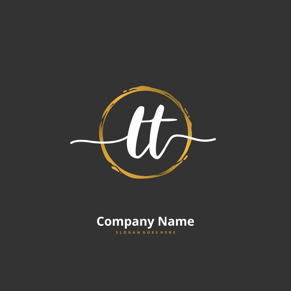 LT Initial handwriting and signature logo design with circle. Beautiful design handwritten logo for fashion, team, wedding, luxury logo. vector