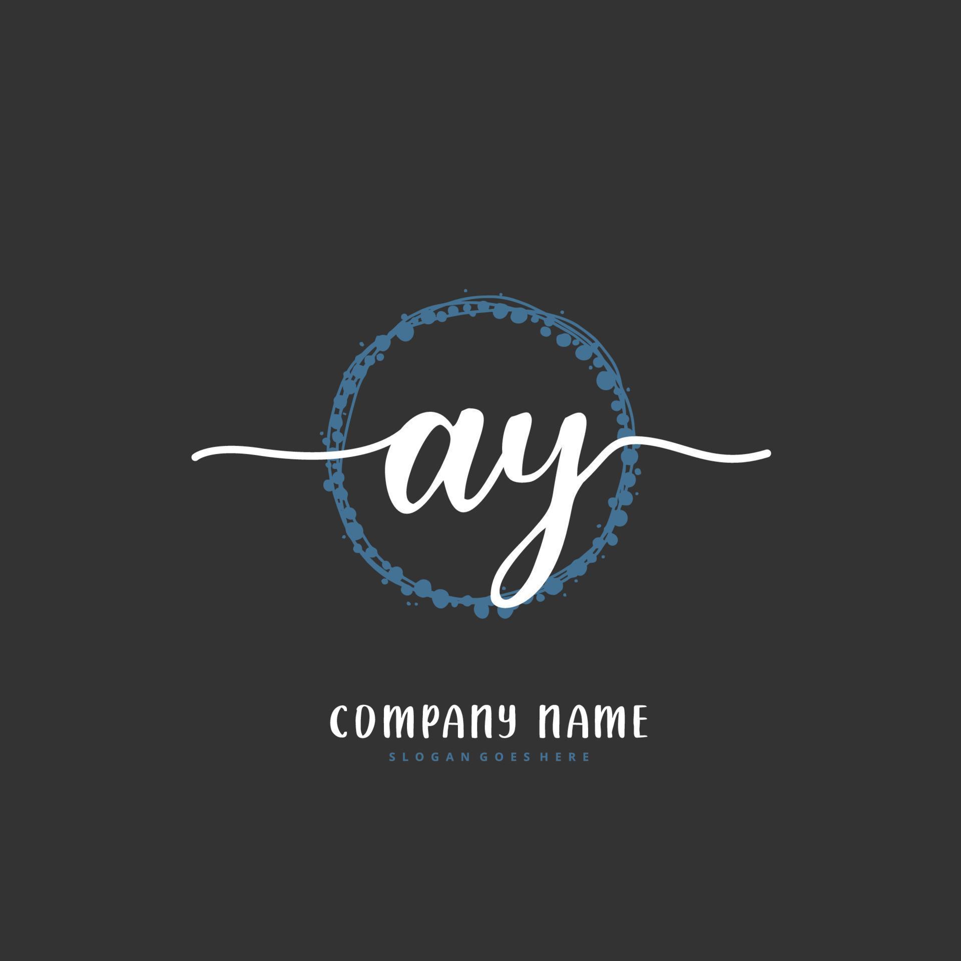 AY Initial handwriting and signature logo design with circle. Beautiful