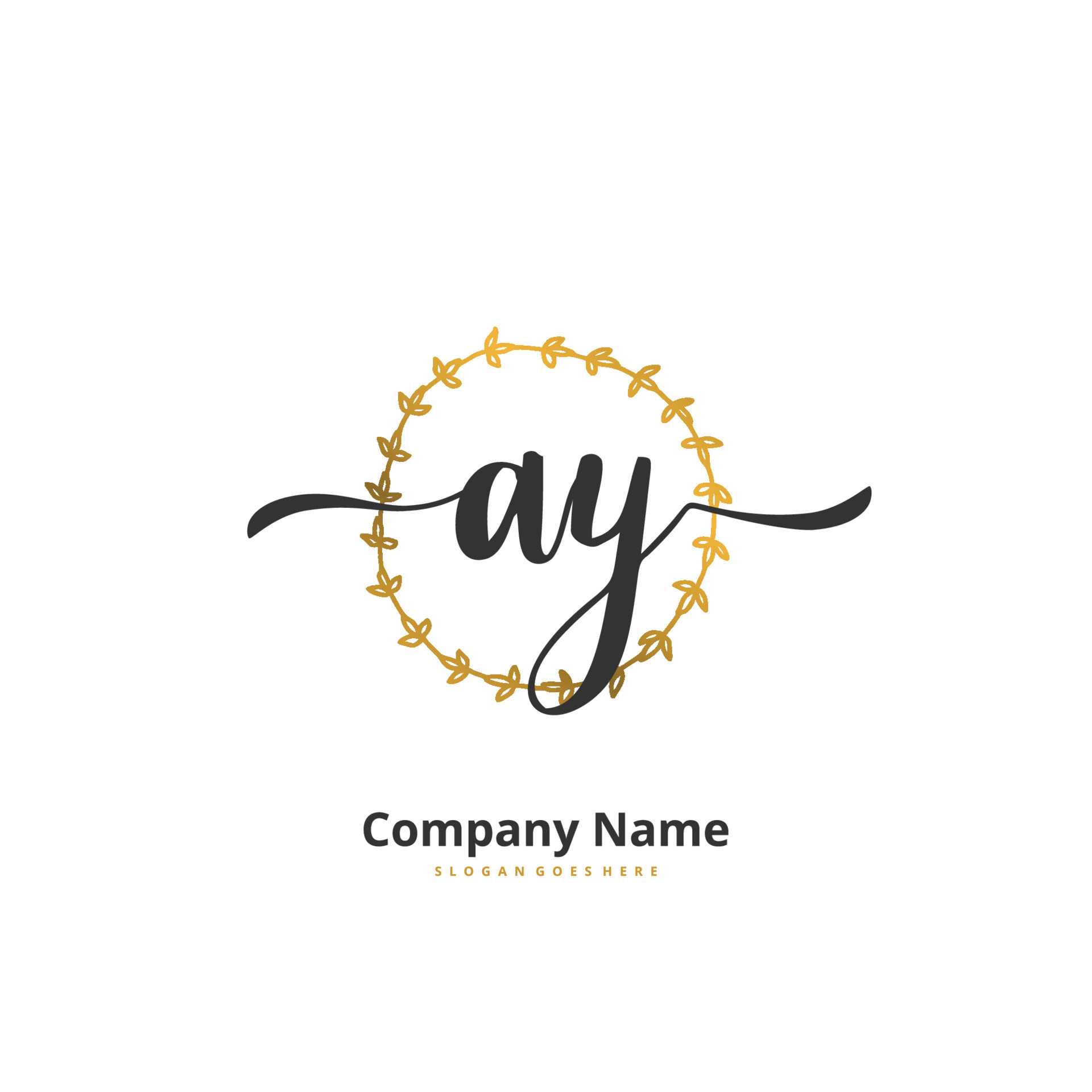 AY Initial handwriting and signature logo design with circle. Beautiful