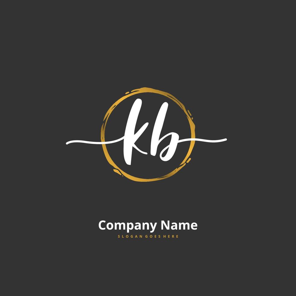 KB Initial handwriting and signature logo design with circle. Beautiful design handwritten logo for fashion, team, wedding, luxury logo. vector