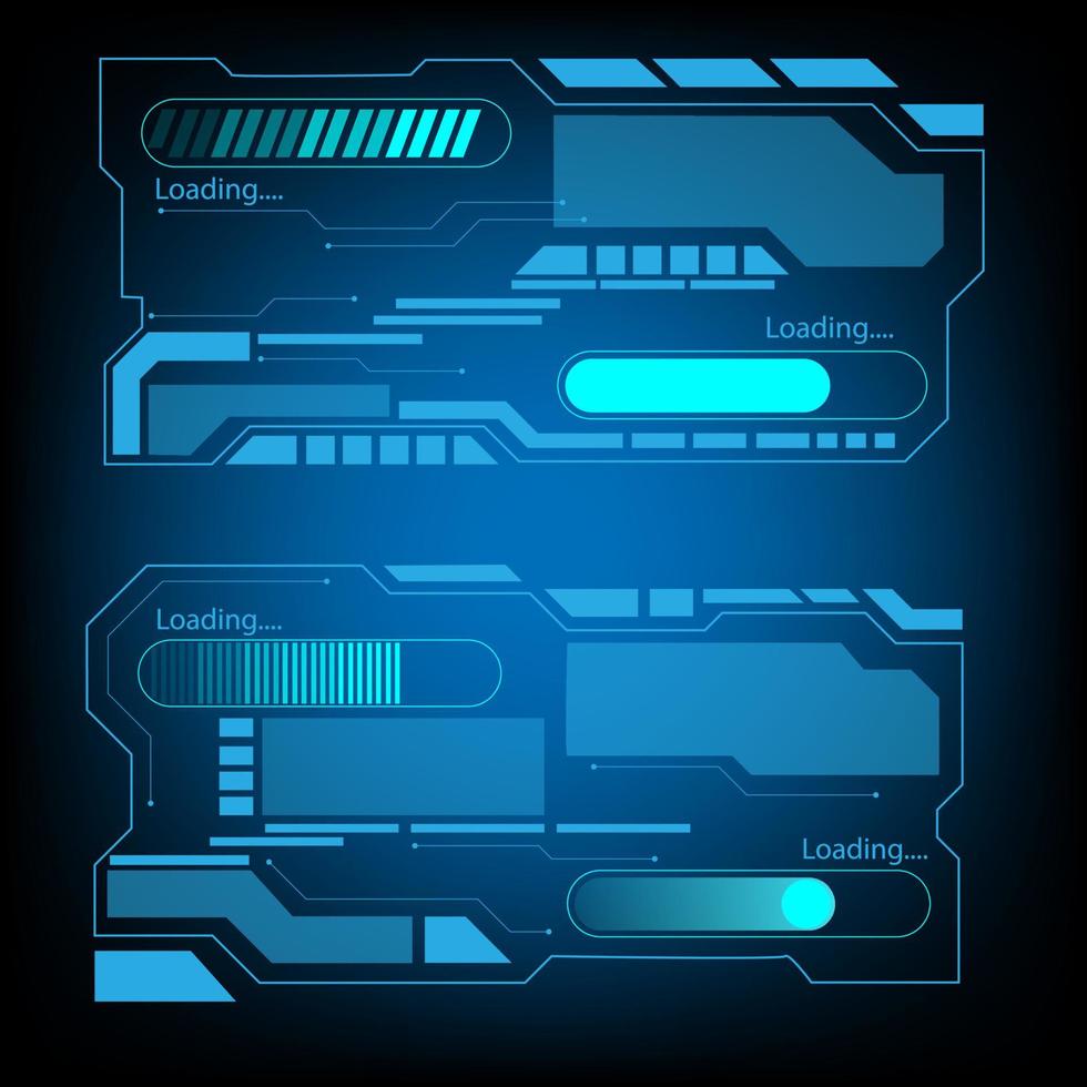 Blue and circle  square frame vector technology futuristic hud loading outline, Modern geometric shape design.