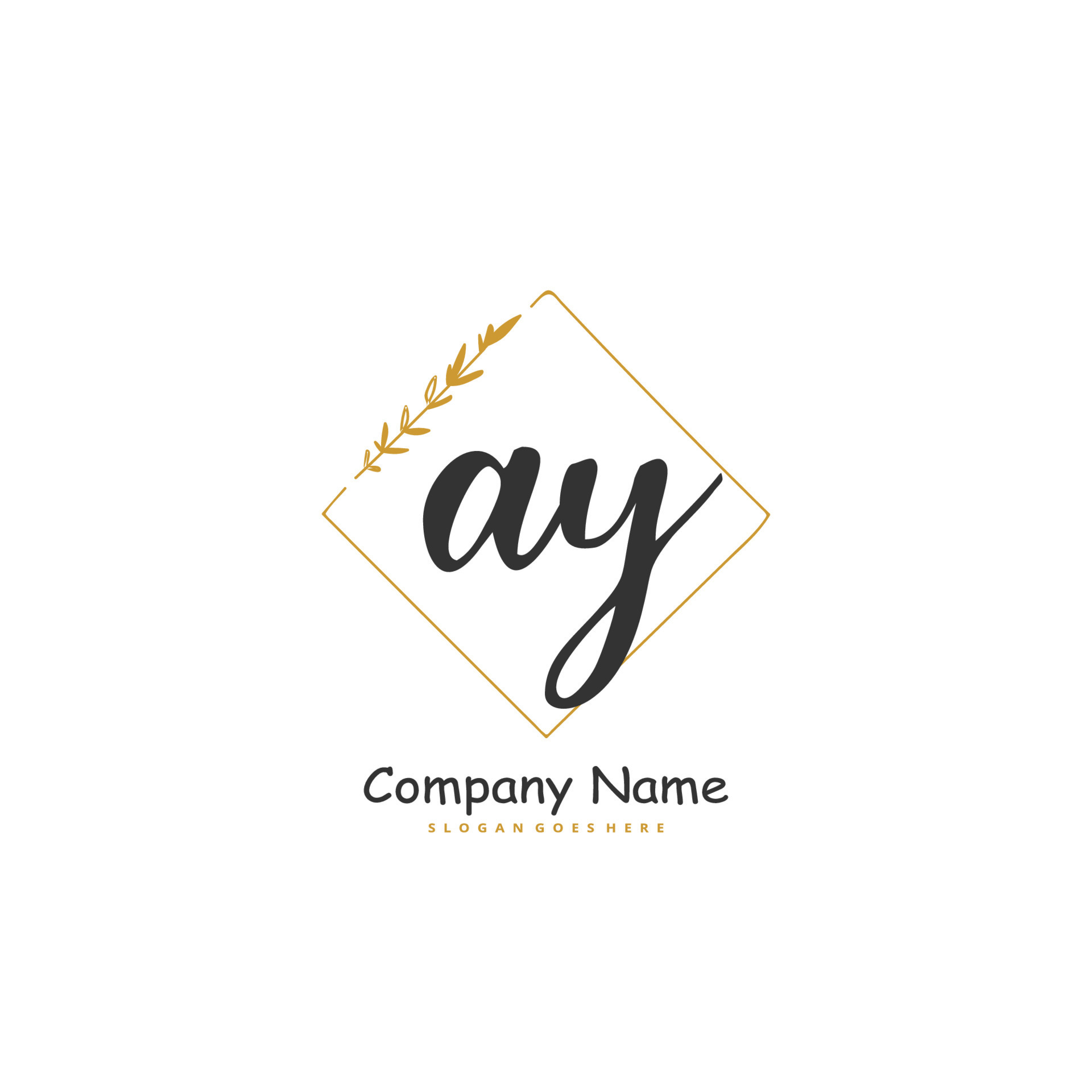 AY Initial handwriting and signature logo design with circle. Beautiful