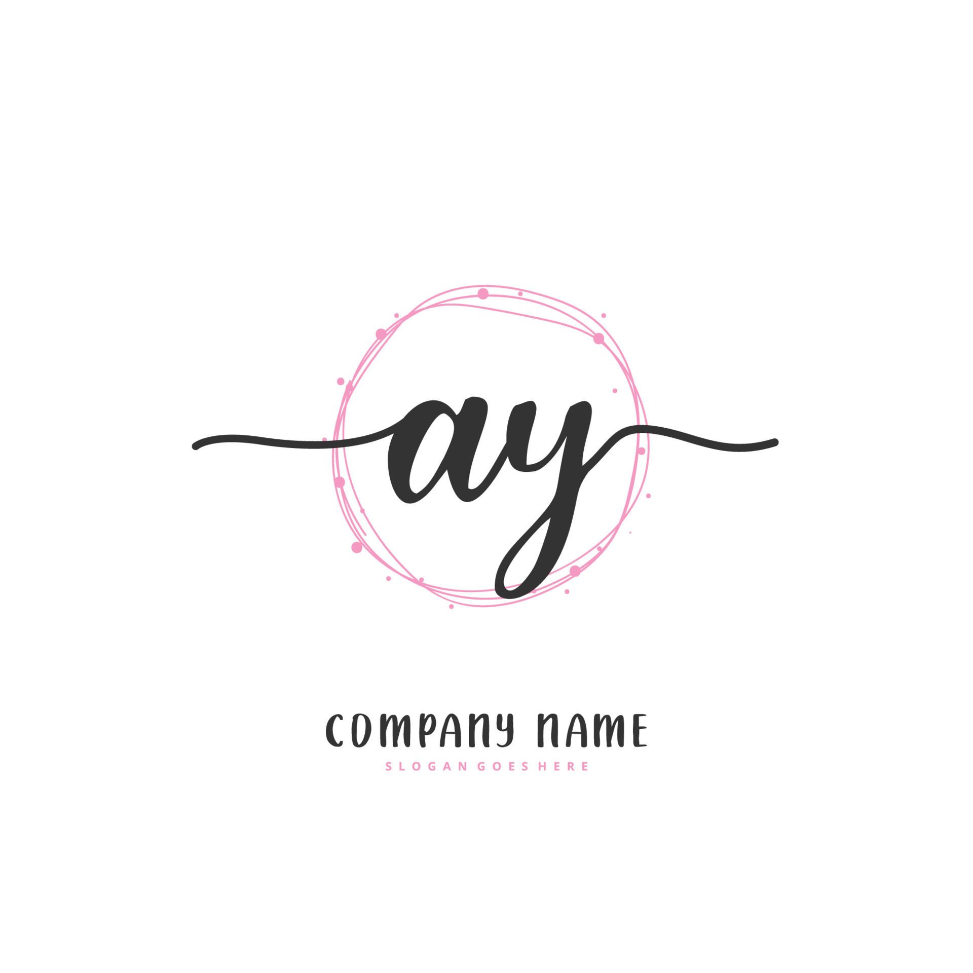 AY Initial handwriting and signature logo design with circle. Beautiful