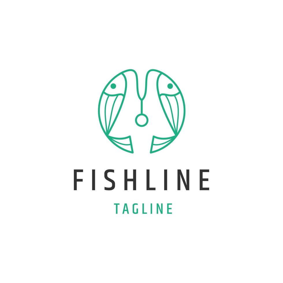 Fish line logo icon design template flat vector