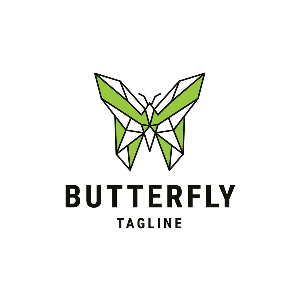 plantilla de vector plano de logotipo de animal de línea de mariposa