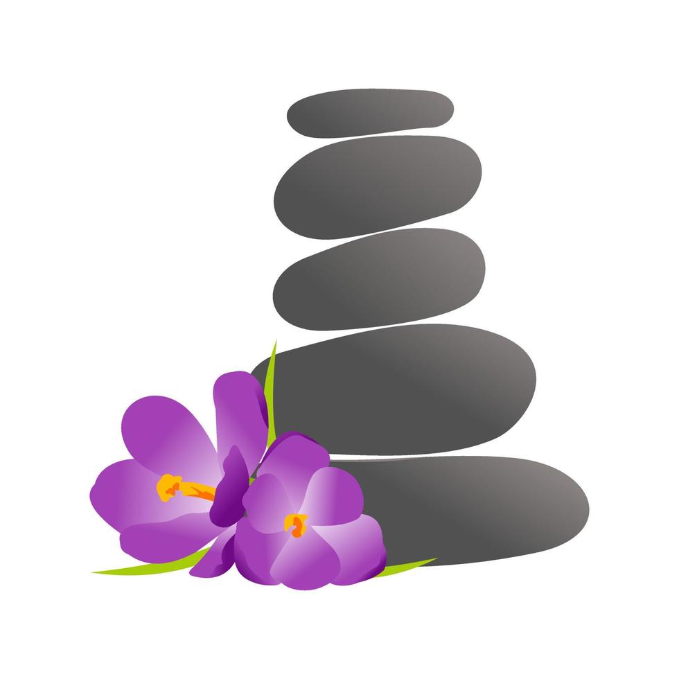 Rock Balance and Flower logo vector