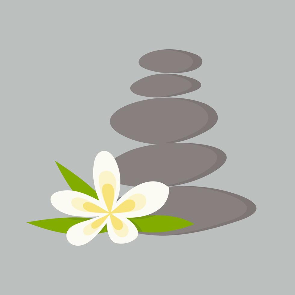 logotipo de equilibrio de flores y rocas vector