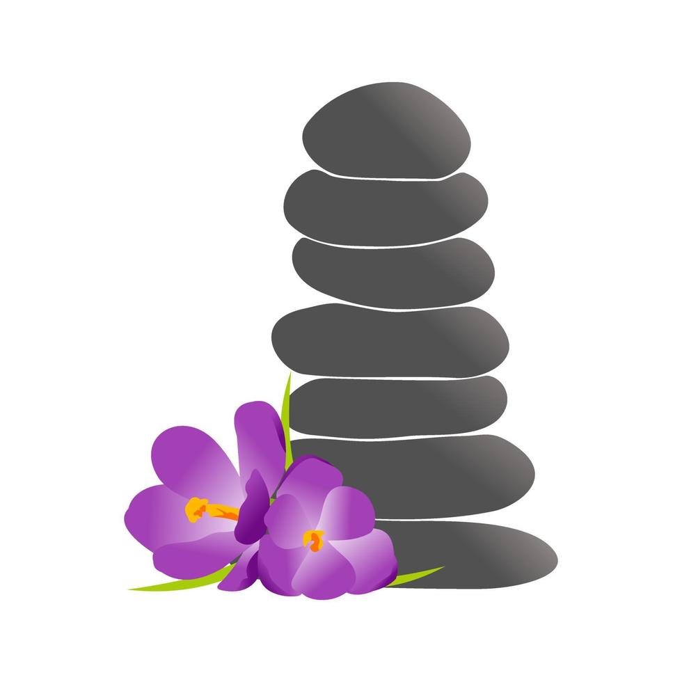 Rock Balance and Flower logo vector