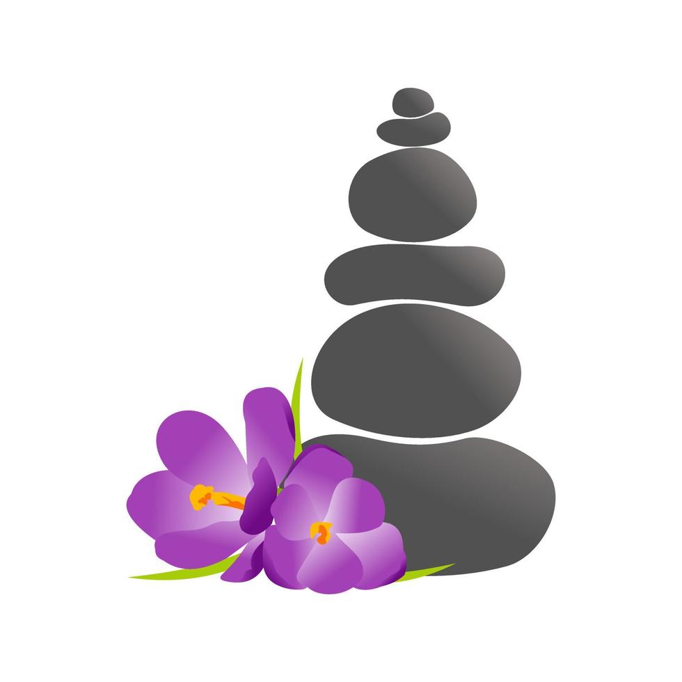 Rock Balance and Flower logo vector