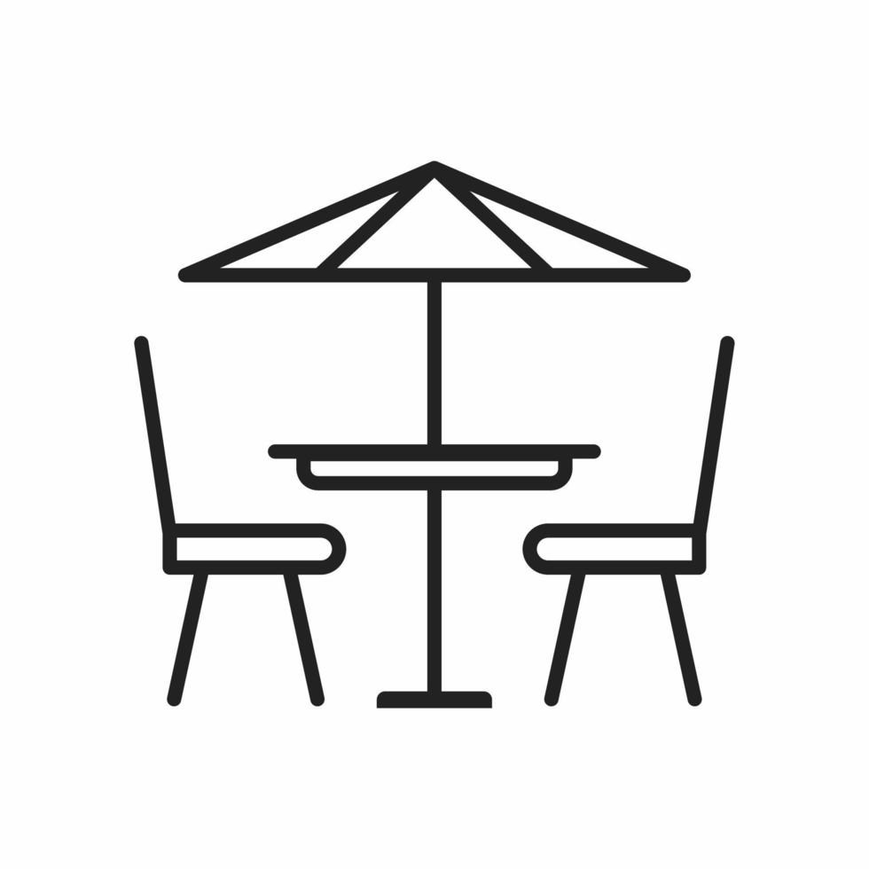 icono de contorno de café de mesa de terraza vector