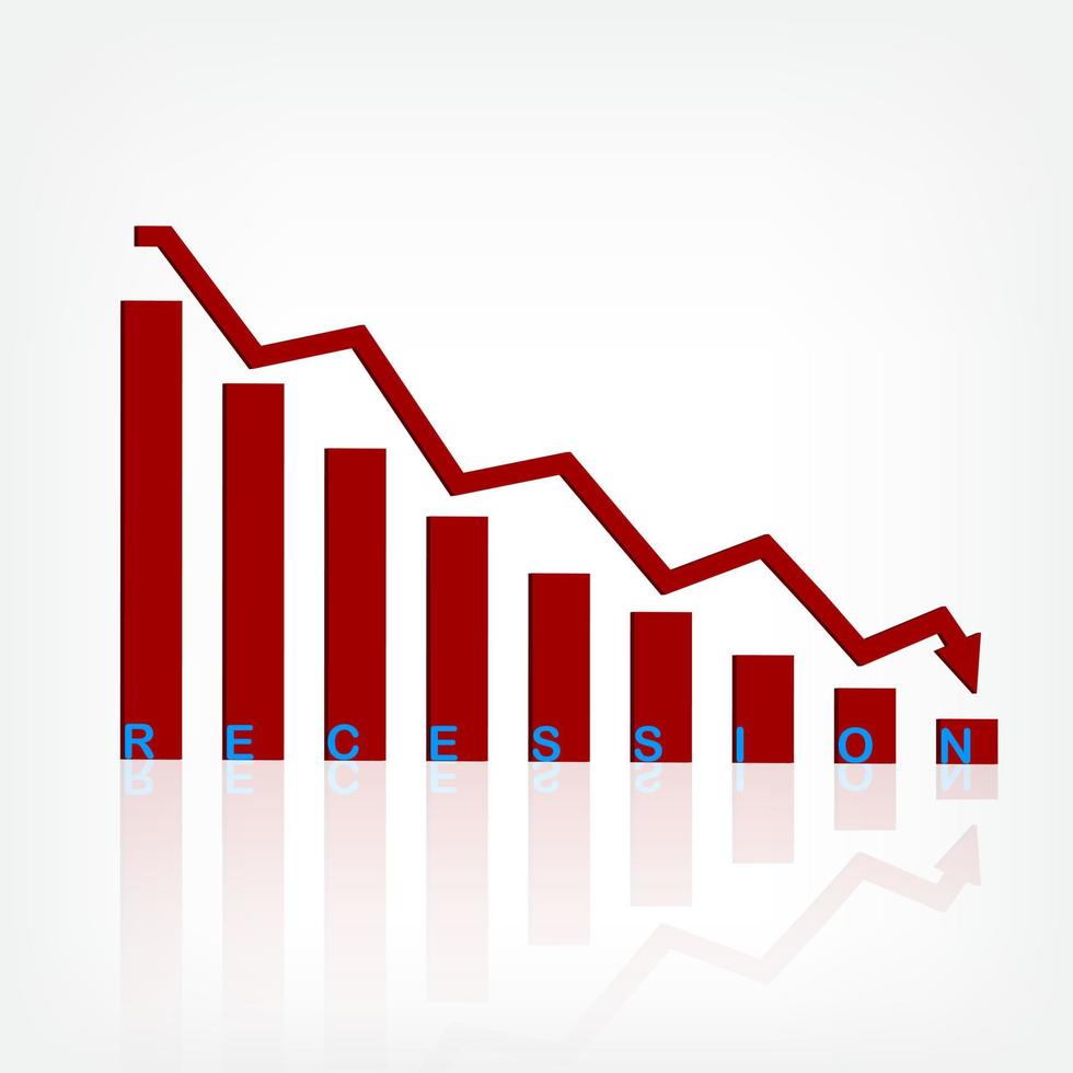 Global Recession Background. illustration of economic recession with red arrow symbol falling down vector