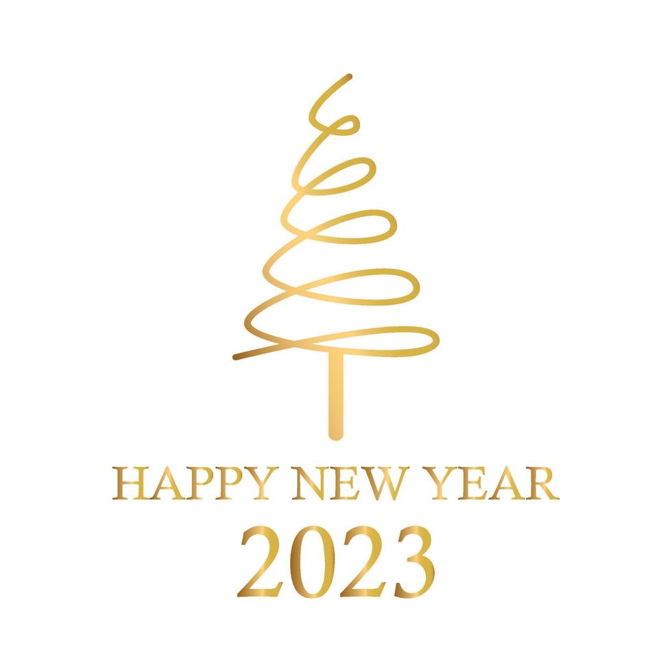 Abstract golden christmas tree, holiday symbol xmas, new year 2023 - Vector
