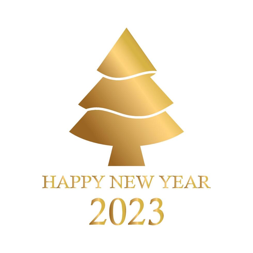 Abstract golden christmas tree, holiday symbol xmas, new year 2023 - Vector