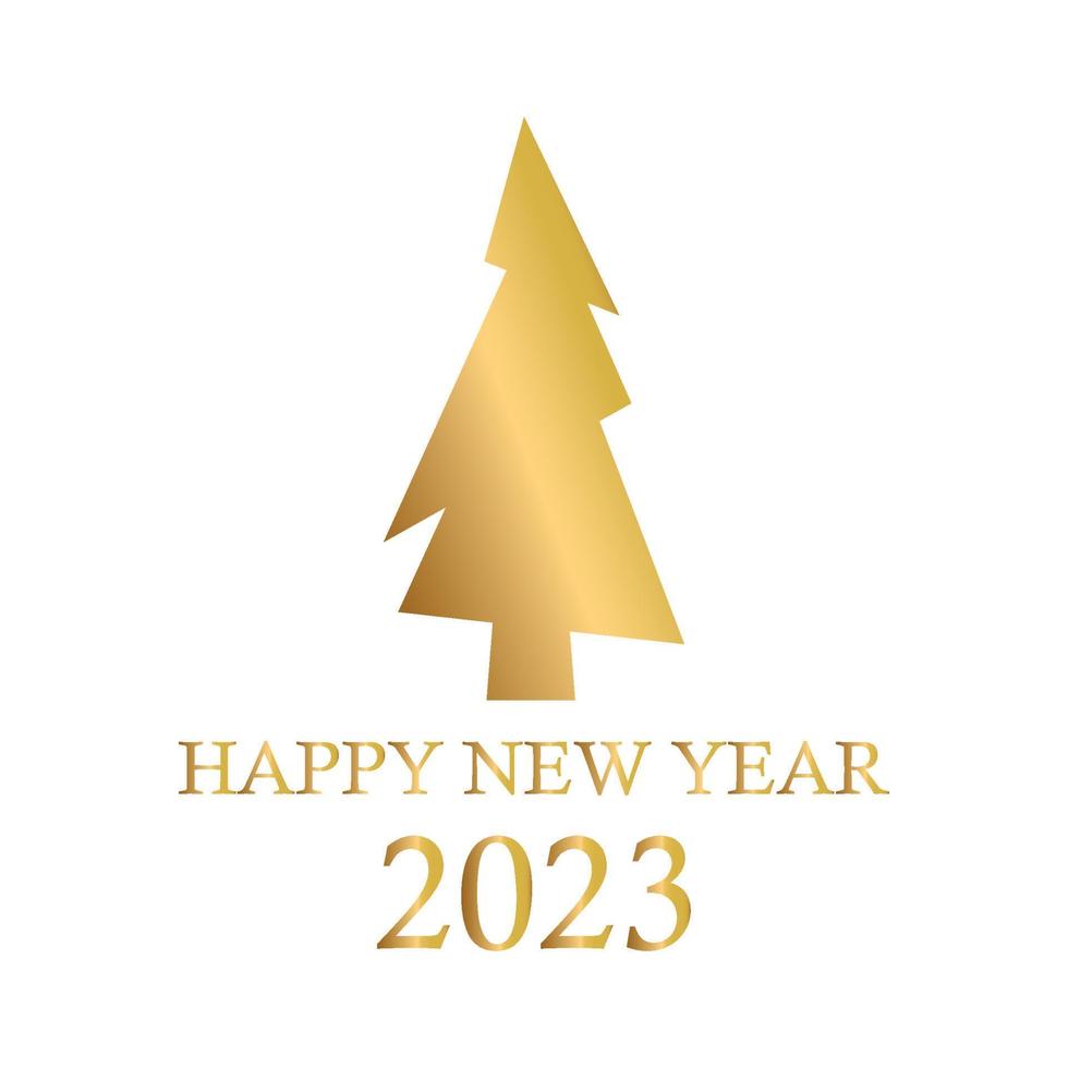 Abstract golden christmas tree, holiday symbol xmas, new year 2023 - Vector