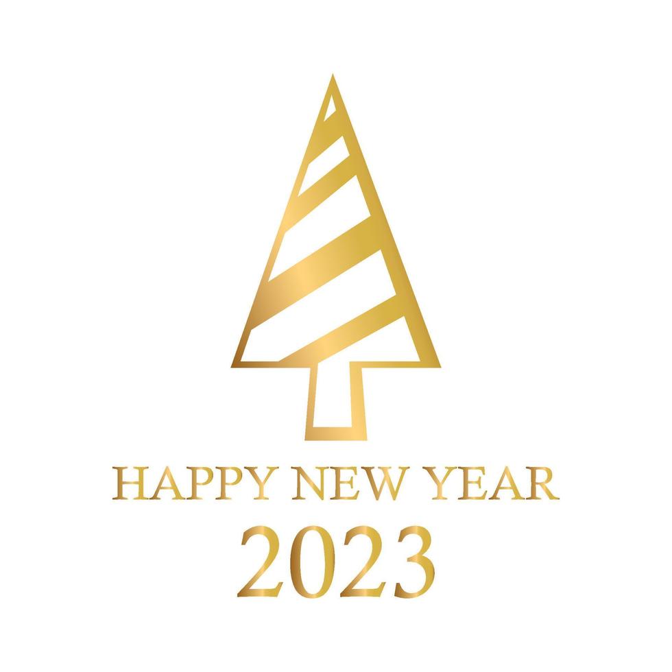 Abstract golden christmas tree, holiday symbol xmas, new year 2023 - Vector