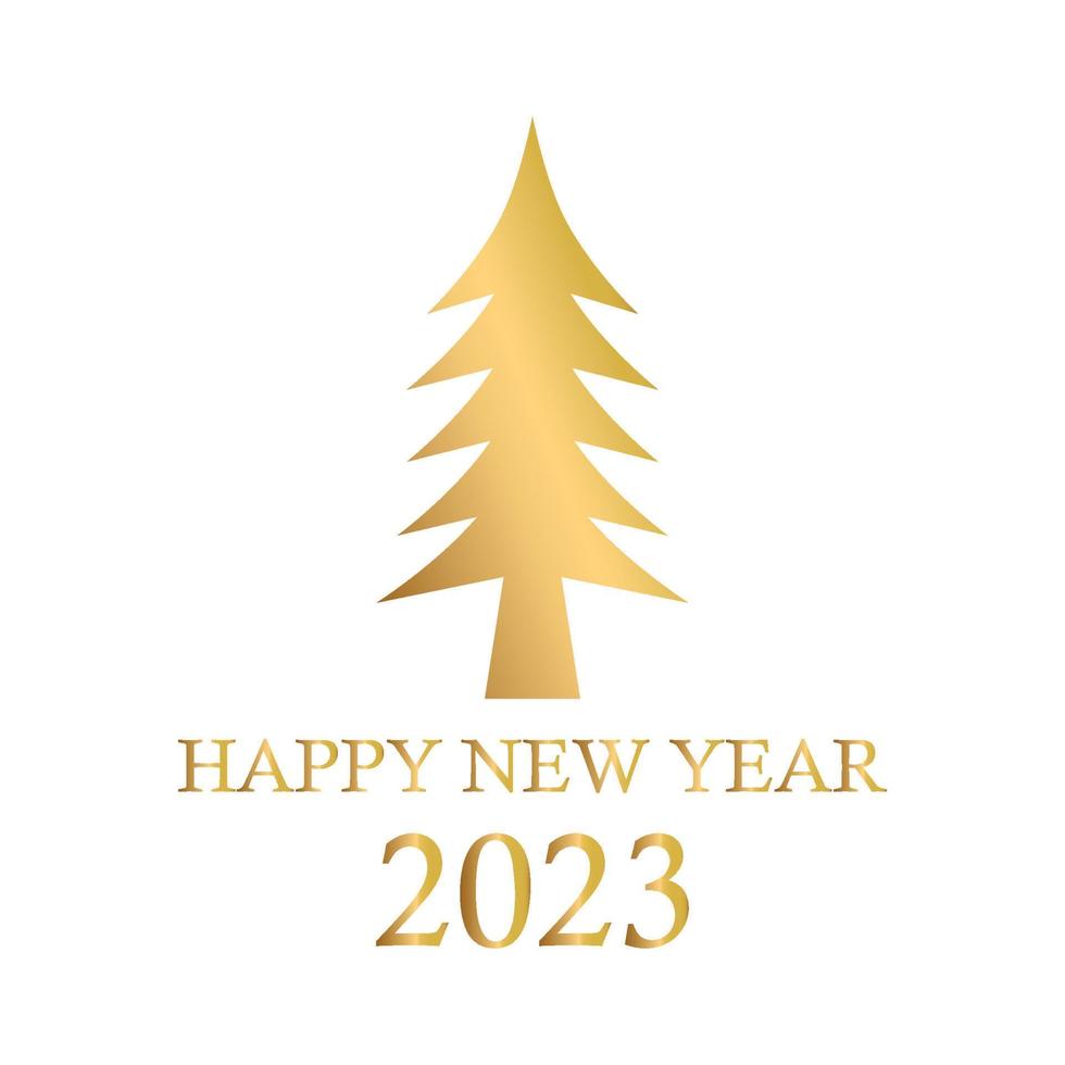Abstract golden christmas tree, holiday symbol xmas, new year 2023 - Vector