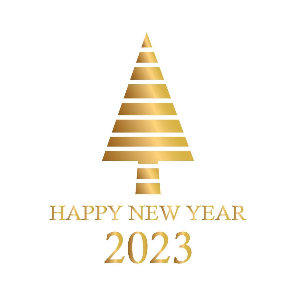 Abstract golden christmas tree, holiday symbol xmas, new year 2023 - Vector