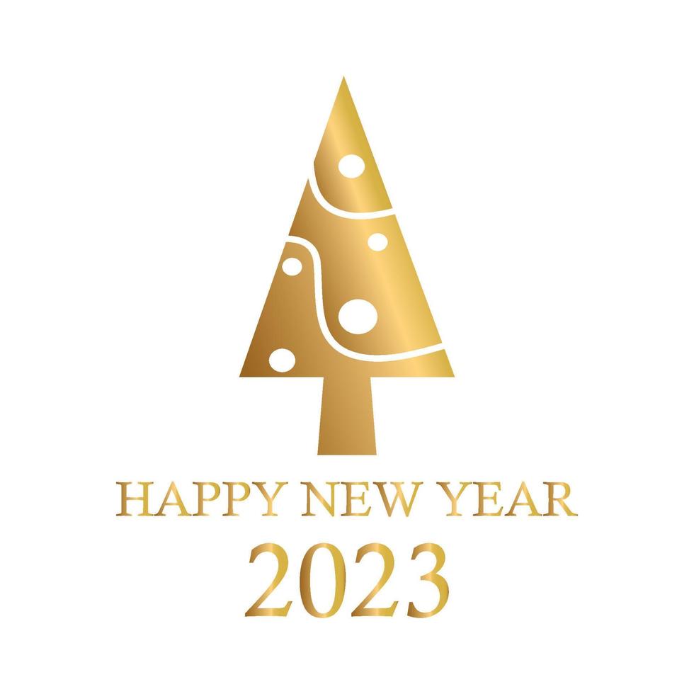 Abstract golden christmas tree, holiday symbol xmas, new year 2023 - Vector
